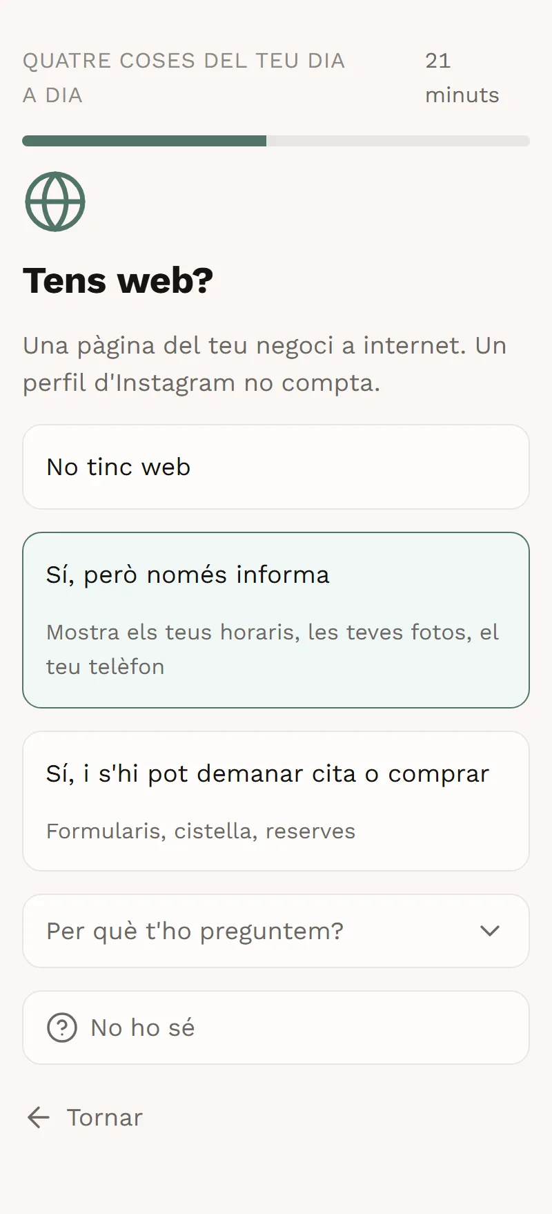 El teu client respon preguntes fàcils