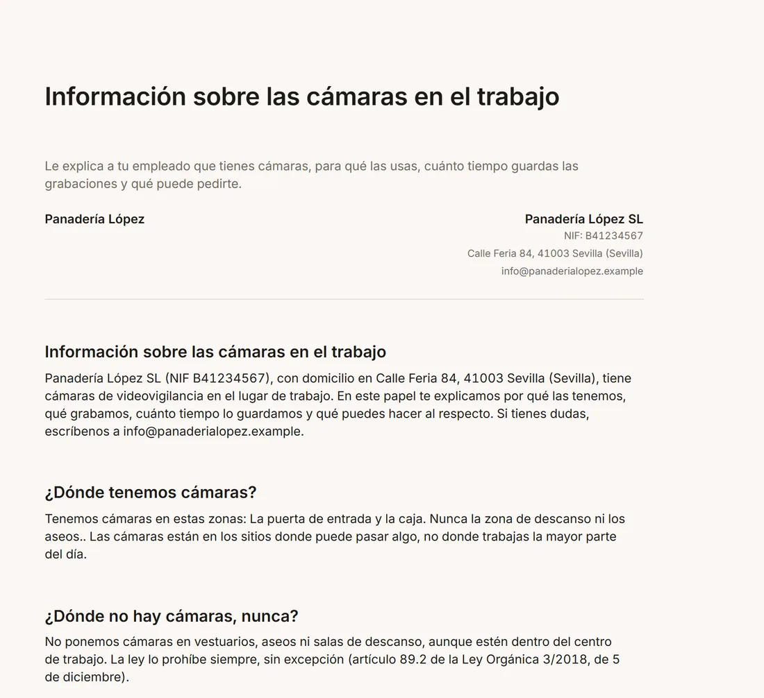 Información de videovigilancia