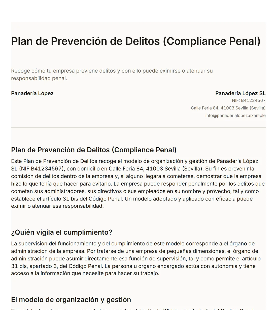 Plan de prevención de delitos