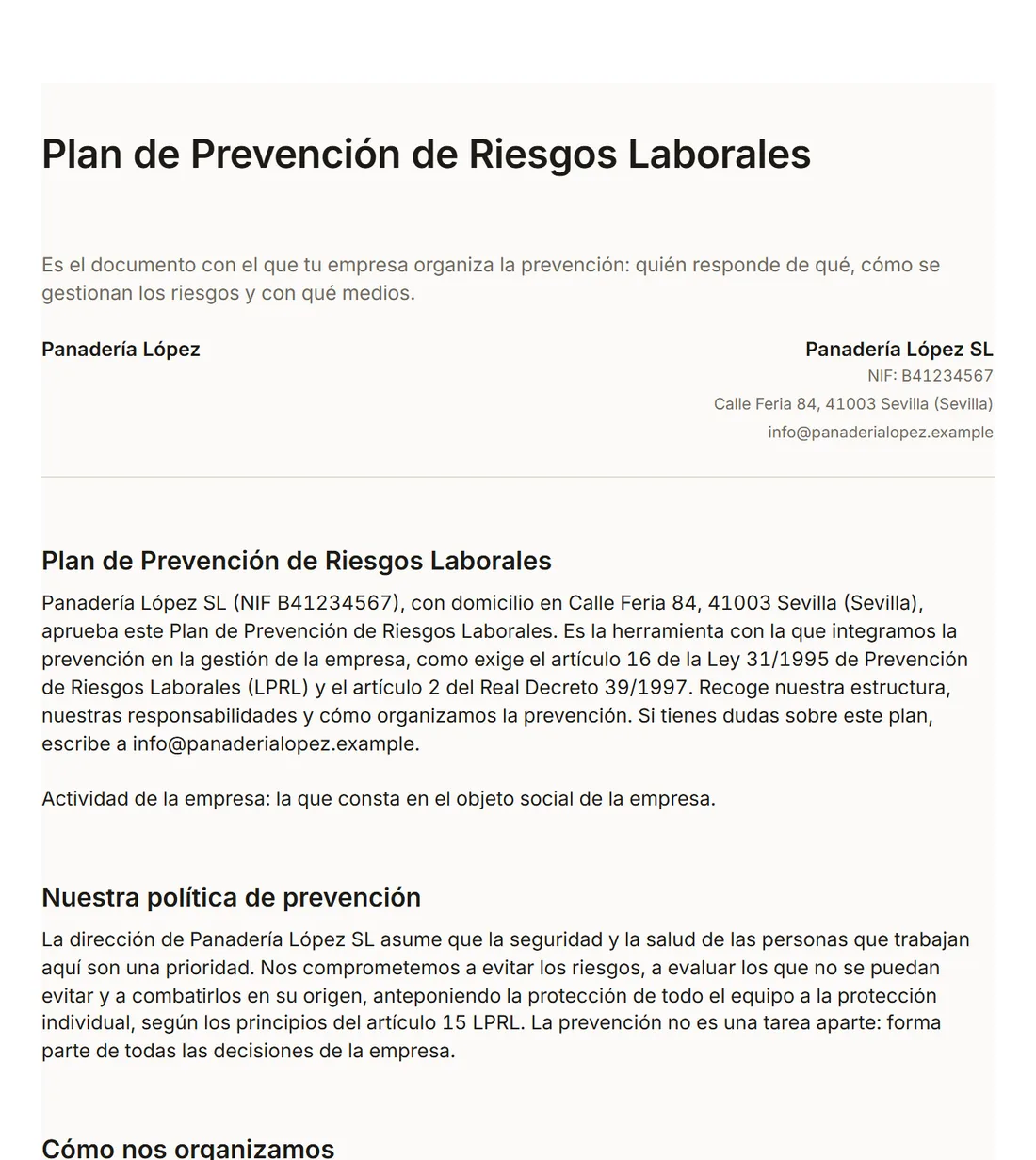 Plan de prevención (PRL)