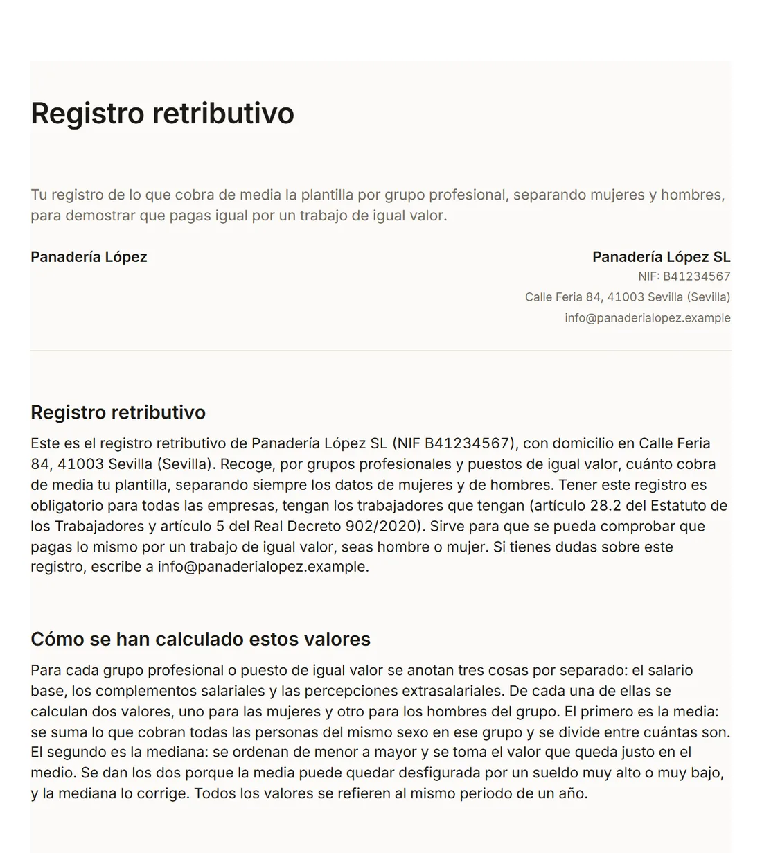 Registro retributivo