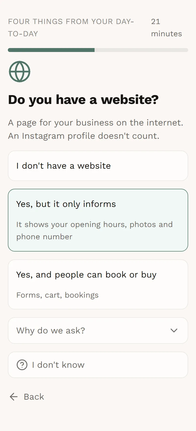 Your client answers a few easy questions